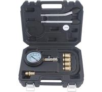 TECPO Comprobador de compresión 8-TLG 0-20 Bar 300 PSI para motores de gasolina, incluye adaptador M10, M12, M14, M18, válvula de descarga de presión, manguera de 490 mm, manómetro de 65 mm de