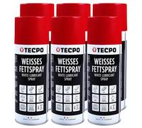 TECPO Grasa en aerosol blanco 6 x 400 ml Grasa lubricante White Grease blanco spray de grasa con alto efecto de arrastre alta carga de presión para componentes móviles, protección contra la corrosión