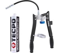 TECPO Grasa universal multiusos 500 g con cartuchos de dos manos, engrasadora con rosca y manguera blindada, ejecución de cartuchos, prensa de engrase