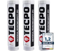 TECPO Grasa universal multiusos EP2, 400 g, cartucho de grasa de litio, grasa universal, lubricación de coche, impermeable, grasa de litio KP2K-30 (3 x 400 g)