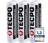 TECPO Grasa universal multiusos EP2 400 g, cartucho de grasa de litio, grasa universal, lubricación de coche, resistente al agua, grasa de litio KP2K-30 (6 x 400 g)