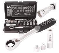 Tecpo - Juego de llaves tubulares de 1/2", 10-24 mm, para Harley 3/8-15/16 y Torx E12-E24