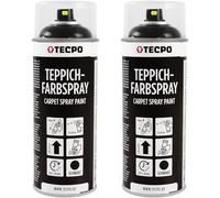 TECPO Lot 2 aerosoles de pintura para alfombra de coche, 2 x 400 ml, negro, textil, techo celeste, tejido, goma, plástico, tratamiento interior