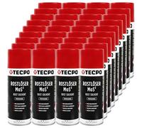 TECPO MoS² - Lote de 36 convertidores de óxido lubricante (400 ml, spray multifunción con protección contra la corrosión y capacidad de fluencia para conexiones oxidadas y oxidadas)