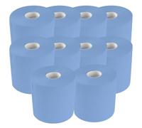 TECPO Rollo de papel de 5000 hojas, 21 x 34 cm, perforado de 2 capas, rollo de paño de limpieza reciclado azul, absorbente - Adecuado para industria, taller, restaurante y comercial (10 x 500 hojas)