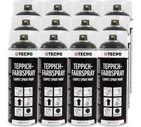 TECPO Spray de pintura para alfombras, 12 x 400 ml, color antracita, para alfombras, alfombrillas de coche, tejido de goma, plástico, tratamiento interior
