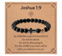 TecquorA Pulsera de cruz para hombre, para hijo, nieto, hermano, marido, padrino, cumpleaños, graduación, Navidad, San Valentín, regalo cristiano para adolescentes y hombres, 8*8*1cm, Piedra, Sin