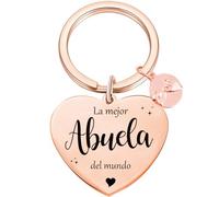 Tecreo Llavero de Corazón 'La Mejor Abuela del Mundo', Rosa, 30mm, Regalos para el día de la madre, Regalos de Cumpleaños para la Abuela