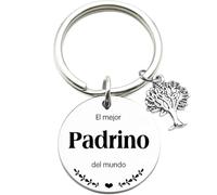 Tecreo Llavero de Padrino, El Mejor Padrino del Mundo, 30mm, con Dije de Árbol, Regalo para Padrino, Regalos de cumpleaños para el padrino