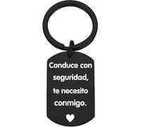 Tecreo Llavero Negro con Mensaje 'Conduce con Seguridad', Llavero para N ovio, Rega lo de Cumpleaños para No vio, Reg alo de San Valentín para él, Re galo de Novi o, Marido