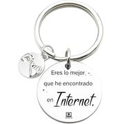 Tecreo Llavero Romántico en Español con Mensaje 'Eres lo Mejor que he Encontrado en Internet', Regalo de cumpleaños de novio