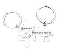 Tecreo Llaveros de Piezas de Rompecabezas Hermana Menor y Hermano Mayor, 30mm, Regalo para Hermano, Regalo para hermana, Regalos de cumpleaños, regalos para hermanas y hermanos