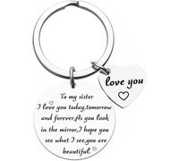 Tecreo Regalo para hermana de hermana - To My Sister, I Love You Forever - Llavero para hermana, llavero para hermana, regalos de cumpleaños para hermanas, plata, M
