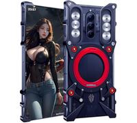 TECSHINE Carcasa de Teléfono Móvil para Nubia Redmagic 8S Pro, Funda para ZTE Red Magic 8S Pro+, Estuche con Marco Metálico, Armadura -Negro