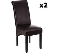 Tectake 2 Sillas de comedor ergonómicas, símil cuero, tapizadas capuchino