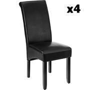 Tectake 2 Sillas de comedor ergonómicas, símil cuero, tapizadas negro