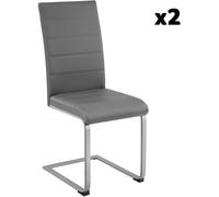 Tectake 2 Sillas de comedor ergonómicas y altas, forma de C, símil cuero gris