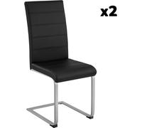 Tectake 2 Sillas de comedor ergonómicas y altas, forma de C, símil cuero negro
