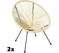 Tectake 2 sillas de jardín diseño retro, estilo acapulco 70,5x69x78 cm beige