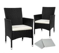 Tectake - 2 Sillas de ratán + 4 fundas | Poliratán de alta calidad con diseño moderno | Fundas intercambiables de cojines | Cojines acolchados para máximo confort | Muy fácil de limpiar | Incluye