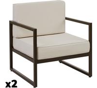 Tectake 2 sillones de jardín, 1 plaza, tapizado grueso 74 x 78 x 85 cm, marrón