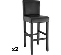 Tectake 2 taburetes altos acolchados, reposapiés, altura 76 cm, negro