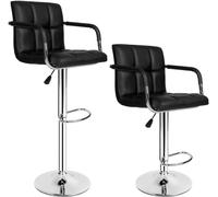 Tectake 2 taburetes de bar cuero sintético, negro