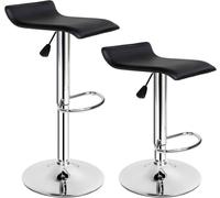 Tectake 2 taburetes de bar cuero sintético, negro