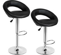 Tectake 2 Taburetes de bar cuero sintético, negro