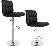 Tectake 2 taburetes de bar cuero sintético y fundas, negro