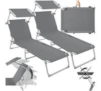 TecTake 2 tumbonas plegables para tomar el sol, tumbona de jardín con paraguas parasol de 190 cm, color gris