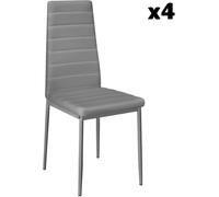 Tectake 4 sillas de comedor con acolchado, polipiel, 41 x 45 x 98.5 cm, gris
