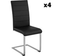 Tectake 4 sillas de comedor ergonómicas y altas, forma de c, símil cuero negro