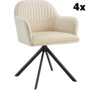 Tectake 4 Sillas de comedor giratoria 360º terciopelo, 56x59x81 cm crema/negro