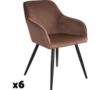 Tectake 6 Sillas de comedor aterciopeladas 58 x 62 x 82 cm marrón/negro