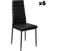 Tectake 6 sillas de comedor con acolchado, polipiel, 41 x 45 x 98.5 cm, negro