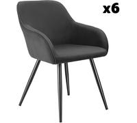 Tectake 6 Sillas de comedor con diseño de pana 58 x 62 x 82 cm antracita/negro