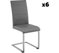 Tectake 6 Sillas de comedor ergonómicas y altas, forma de C, símil cuero gris