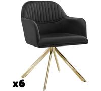 Tectake 6 Sillas de comedor giratoria 360º terciopelo, 56x59x81 cm negro/oro