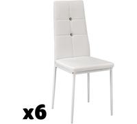 Tectake 6 sillas de comedor tapizadas, respaldo alto con brillantes blanco
