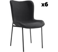 Tectake 6 Sillas de comedor tejido acolchado 54 x 62 x 90 cm negro/negro