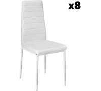 Tectake 8 sillas de comedor con acolchado, polipiel, 41 x 45 x 98.5 cm, blanco