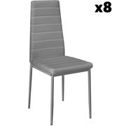 Tectake 8 sillas de comedor con acolchado, polipiel, 41 x 45 x 98.5 cm, gris