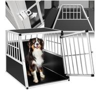 TecTake® Transportin Perro Coche, Jaula para Perros con Puerta y Cerradura, Robusto y Fácil de Limpiar, Jaula Perro Mediano Fácil de Limpiar, 66 x 90 x 69,5 cm Negro