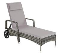 Tectake tumbona de ratán y aluminio cassis - gris