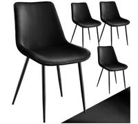 tectake 801181 Sillas de Comedor Aterciopelada, Asientos tapizados ergonómicos para salón, Conjunto de Muebles de Interior Acolchados con Patas de Acero (Negro)