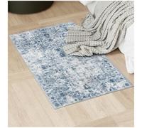 TecTake® Alfombra de Salón Moderna, Diseño Oriental, Antideslizante, Lavable, de Pelo Corto Extra Suave, Alfombra Salon, Alfombras Dormitorio, Alfombra Lavable Lavadora - 110 x 60 cm Azul
