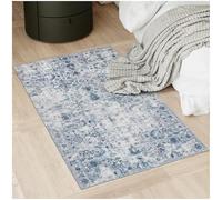 TecTake® Alfombra de Salón Moderna, Diseño Oriental, Antideslizante, Lavable, de Pelo Corto Extra Suave, Alfombra Salon, Alfombras Dormitorio, Alfombra Lavable Lavadora - 150 x 80 cm Azul
