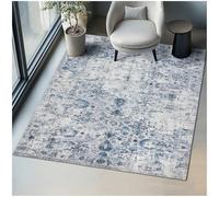 TecTake® Alfombra de Salón Moderna, Diseño Oriental, Antideslizante, Lavable, de Pelo Corto Extra Suave, Alfombra Salon, Alfombras Dormitorio, Alfombra Lavable Lavadora - 274 x 200 cm Azul