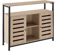 Tectake Aparador estilo industrial 3 estantes 100x37x82 cm madera clara